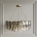 Elegant Modern Crystal Chandelier With Transparent Hanging Crystal Pieces And Metallic Base