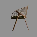 Modern Leisure Chair With Metal Mesh Backrest Green Padded Seat And Wooden Legs