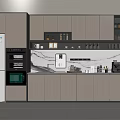 Modern Pantry Interior With Cabinets Marble Countertop Coffee Machine And Storage Units