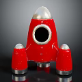 Red and Silver Rocket Model with Circular Window Thrusters for Space Exploration 3d model