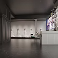 Modern Bridal Shop Interior With Arched Doorway Large Windows And Displayed Wedding Dresses