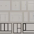 Various Window Designs With White And Black Frames For Home Decor 3d model