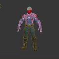 3D Character Model In Blue Red Costume With Yellow Chest Emblem And Black Gloves Boots