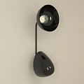 Modern Black Wall Lamp With Bowl Shaped Top And Teardrop Design