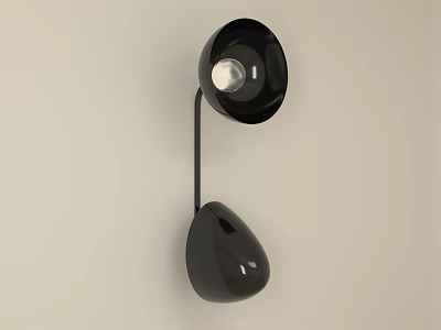 Modern Black Wall Lamp With Bowl Shaped Top And Teardrop Design 3d model