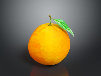 Fresh Ripe Orange with Green Leaf on Dark Background Vibrant Citrus Fruit 3d model