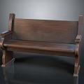 Classic Dark Brown Wooden Outdoor Bench with Armrests and Carved Legs for Outdoor Seating