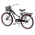 Stylish Black and Pink Bicycle with Front Wire Basket and Rear Rack