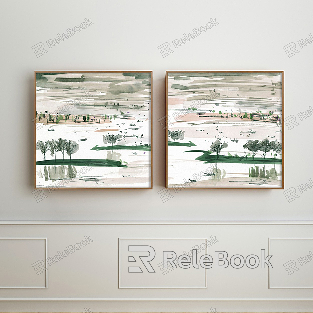 Modern Landscape Painting Green Restaurant Decorative Elements Decorative Elements Decorative Painting model