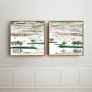 Modern Landscape Painting Green Restaurant Decorative Elements Decorative Elements Decorative Painting 3d model