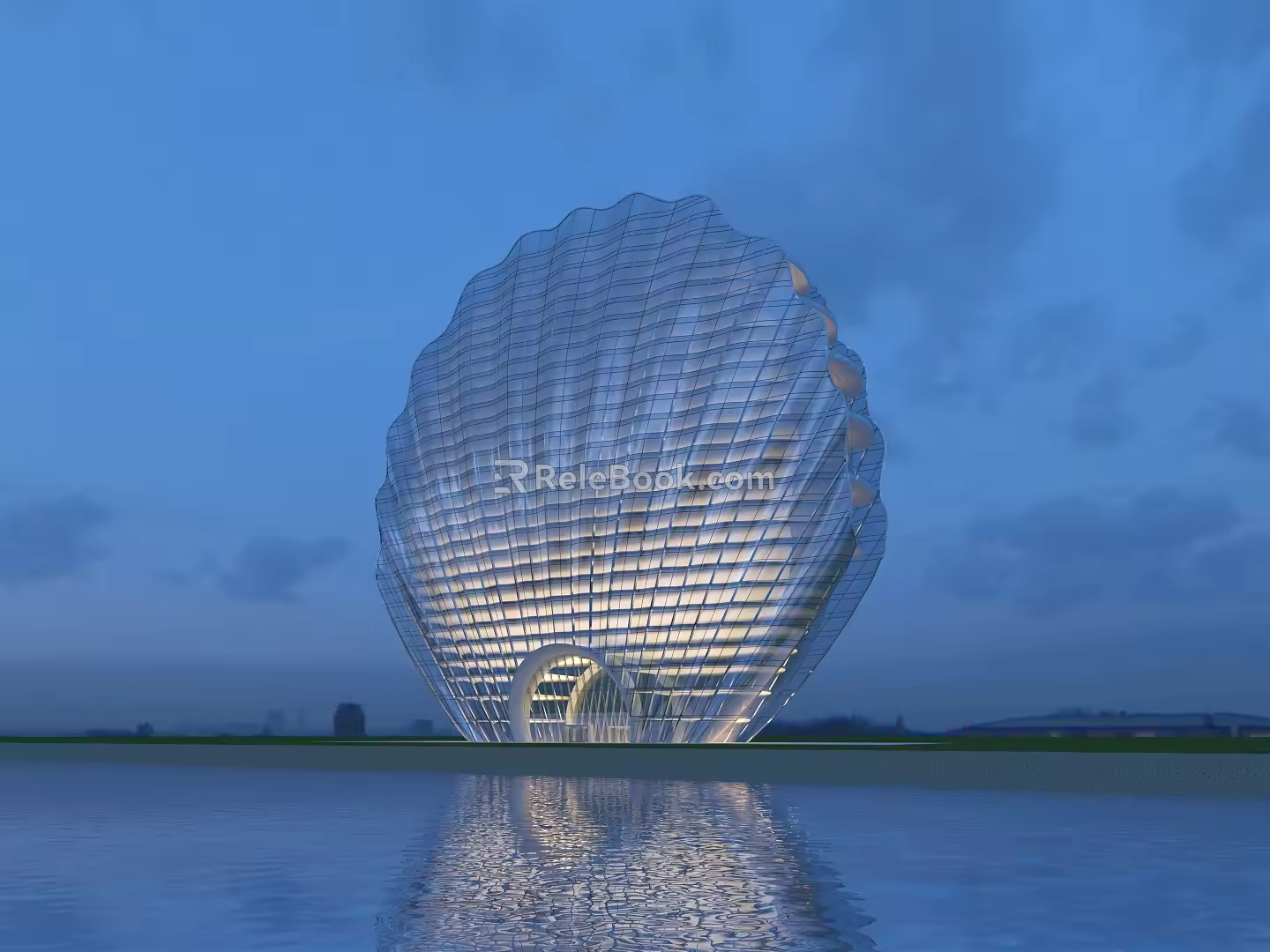 Modern Hotel Architecture Future Bionic Shell Marina Hotel Architecture 3d model