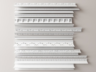 European-style plaster line carved 3d model