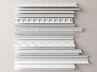 European-style plaster line carved 3d model