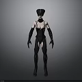 3D Model Female In Black Tight Fitting Outfit With High Hat Long Gloves And Boots