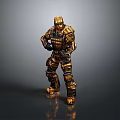 Gold And Black Armored Game Movie Warrior Character In Standing Pose