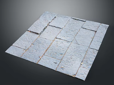 Slate Terrain With Textured Gray Tiles And Natural Paving Ground Surface 3d model