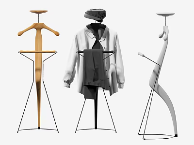 Modern Floor Standing Hangers In Different Styles With Stylish Design Hanging Clothing 3d model