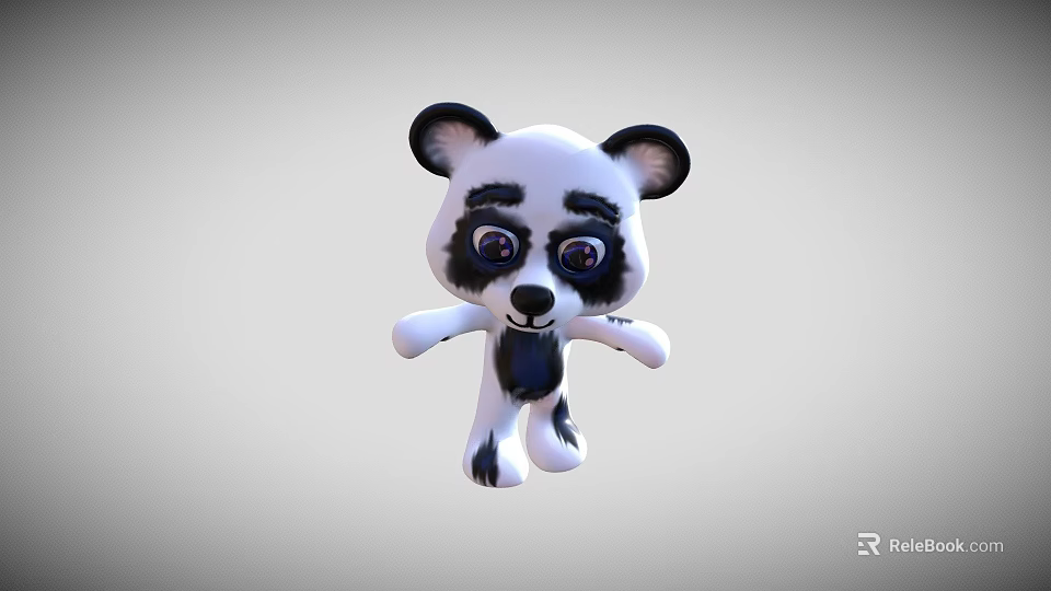 Playful 3D Panda Cartoon Character With Big Eyes And Open Arms 3d model 