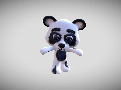 Playful 3D Panda Cartoon Character With Big Eyes And Open Arms 3d model