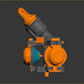 Orange and Gray Mechanical Device with Gear and Knob Components 3d model