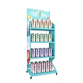 Multi tiered Retail Display Shelf With Colorful Beverage Cans And Assorted Drinks 3d model