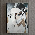 Watercolor Portrait Painting Of Female Figure With Leaf Covered Face And Soft Tones