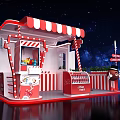 Sign In Booth Featuring Red White Stripes Cartoon Chocolate Cookie Drinks And Starry Sky