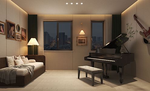 Modern Piano Room 3d model