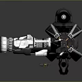 Futuristic Sci Fi Weapon With Metallic Structure And Red Detachable Component