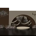 Stunning Photo Check In Spot With Floral Decor Arch Design Logo Chandeliers And Round Platform
