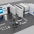Public Facilities Featuring Lockers Dehumidifiers Display Screens And Storage Equipment 3d model