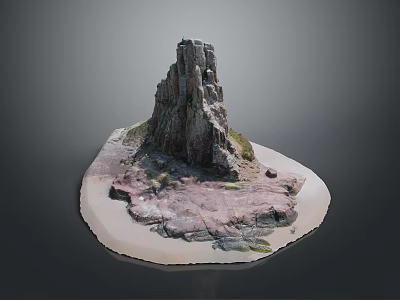 Natural Scenic Rocky Mountain Landscape with Sandy Ground and Surrounding Vegetation 3d model