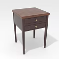 Classic Wooden Nightstand With Square Top And Two Drawers Featuring Metal Handles