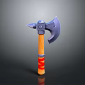 Classic Axe Weapon With Wooden Handle Red Stripes And Metal Head