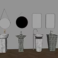 Modern Basin Washstand Combination Mirror Marble Basin Stone Basin 3d model