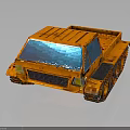 Orange Tracked Vehicle With Blue Windshield And Open Cargo Bed Industrial Design