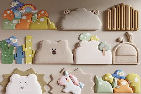 Modern Soft Bag Children's Room Bedside Backrest Soft Bag Backrest Children's Bed Soft Bag Backrest Anti-collision Soft Bag Wall 3d model