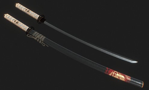 Japanese samurai sword 3d model