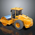 Yellow Heavy Construction Road Roller With Large Drum And Black Tires 3d model
