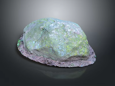 Organic Natural Stone With Green Moss Covered Rough Surface And Natural Shape For Garden Decoration 3d model