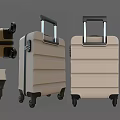 Two Modern White Suitcases With Telescopic Handles Rolling Wheels And Durable Shells 3d model