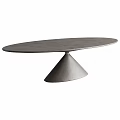 Modern Dining Tables With Conical Bases And Light Dark Colored Tops