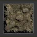 Wire mesh stone cage filled with natural rocks for garden decor and landscaping