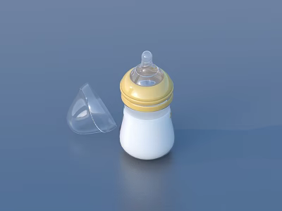 Essential White Baby Bottle With Yellow Lid And Transparent Nipple For Daily Use 3d model