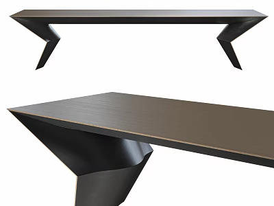 Modern Dining Table With Unique Geometric Legs And Sleek Wooden Top Design 3d model