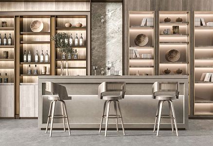 Modern Bar Chair Combination Bar Counter 3d model