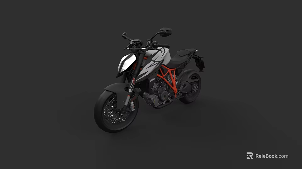 Modern Sporty Motorcycle With Black White Orange Accents And Streamlined Design 3d model 
