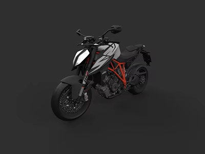 Modern Sporty Motorcycle With Black White Orange Accents And Streamlined Design 3d model