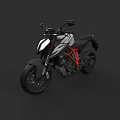 Modern Sporty Motorcycle With Black White Orange Accents And Streamlined Design
