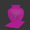 Traditional Decorative Vase As Daily Living Essential With Colorful Floral Figure Patterns On Red Mat